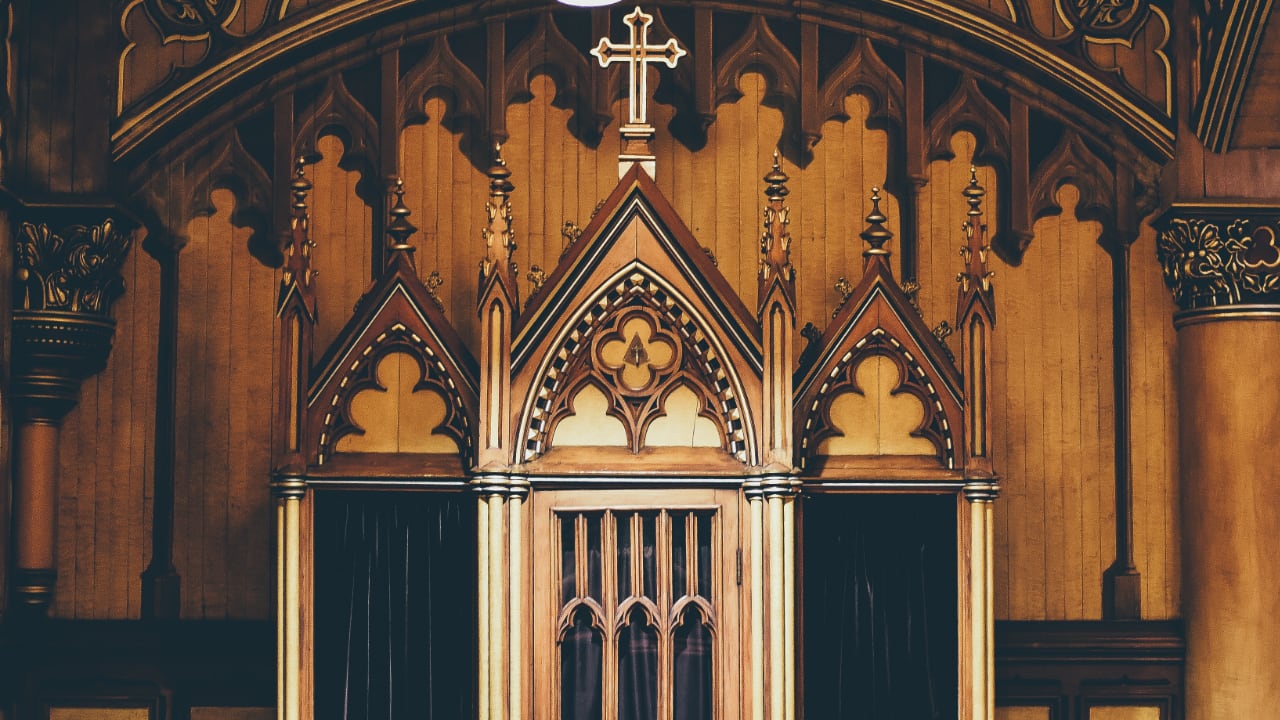 Photo of a confessional booth in church